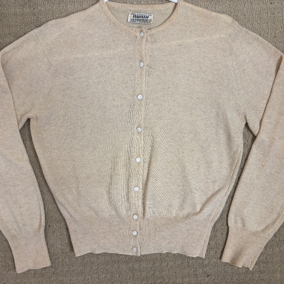 Vintage Oatmeal 1960s 1970s Cardigan Sweater XS S - Picture 4 of 7